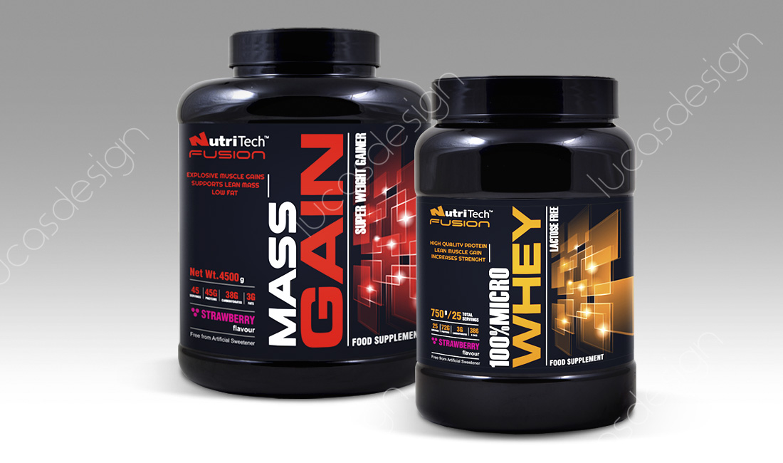 Nutritech / Design Eticheta suplimente pentru sportivi culturism fitness