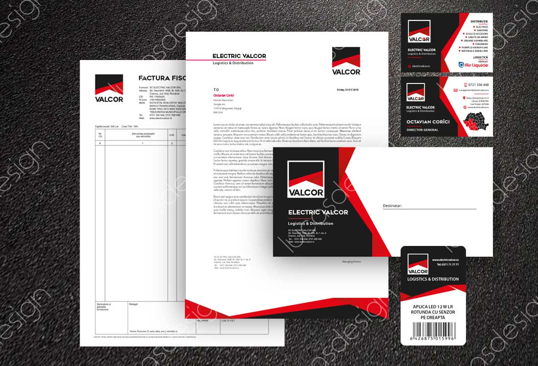 Electric Valcor logo design folder carti de vizita grafica